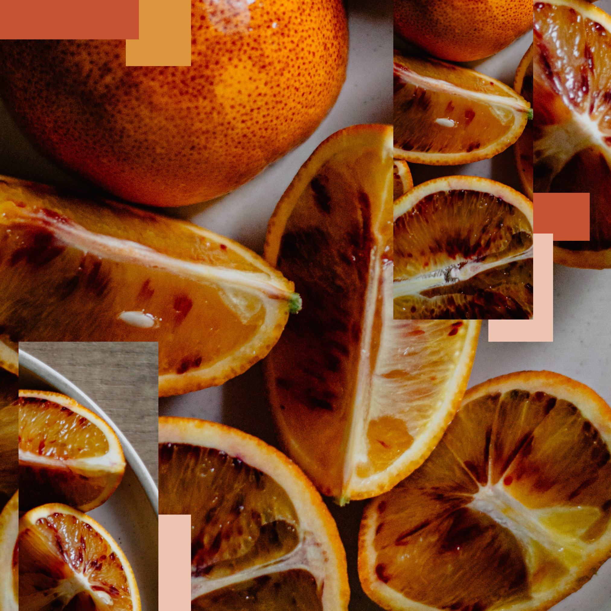 imagen sensitiva, collage, tonos naranjas